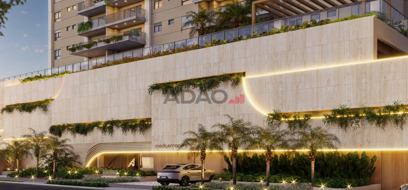 Mediterrané — fachada com jardins suspensos no Jardim Goiás